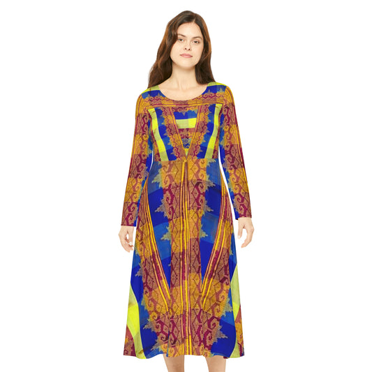 Philippines Filipino Mindanao BAtik inspired  Women's Long Sleeve Dance Dress | Crisply PRINTED