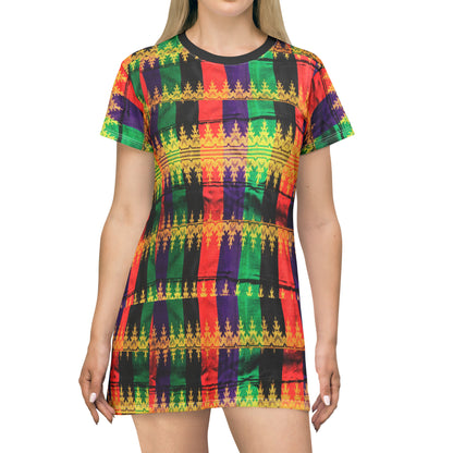 Philippines Filipino Batik inspired T-Shirt Dress | Mindanao batik Crisply PRINTED Multi Colored A