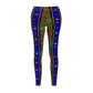 Philippines Filipino Mindanao batik Inspired  Women's Cut & Sew Casual Leggings | Abstract blue themed   batik Leggings