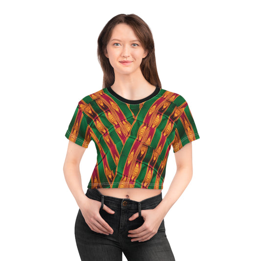 Philippines Filipino Mindanao Batik Inspired Crop Tee | Philippine womens Crsiply Printed Crop Shirt
