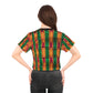 Philippines Filipino Mindanao Batik Inspired  Crop Tee | Philippine womens Crsiply Printed Crop Shirt