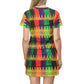 Philippines Filipino Batik inspired T-Shirt Dress | Mindanao batik Crisply PRINTED Multi Colored A