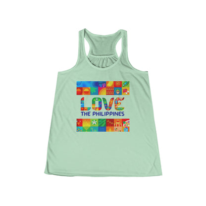 Philippines Filipino  Love the Philippines Women's Flowy Racerback Tank | Philippine tank top