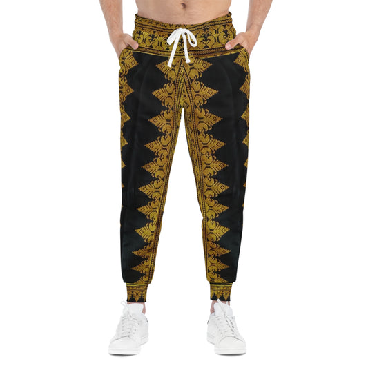 Philippine Batik Inspired  crisply PRINTED Athletic Joggers | Black & Gold  batik theme Multi Cultural  |  Independence Day Attire.