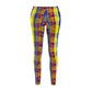 Philippines Filipino Mindanao batik Inspired  Women's Cut & Sew Casual Leggings | Abstarct batik Leggings | yellow blue plaid
