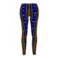 Philippines Filipino Mindanao batik Inspired  Women's Cut & Sew Casual Leggings | Abstract blue themed   batik Leggings