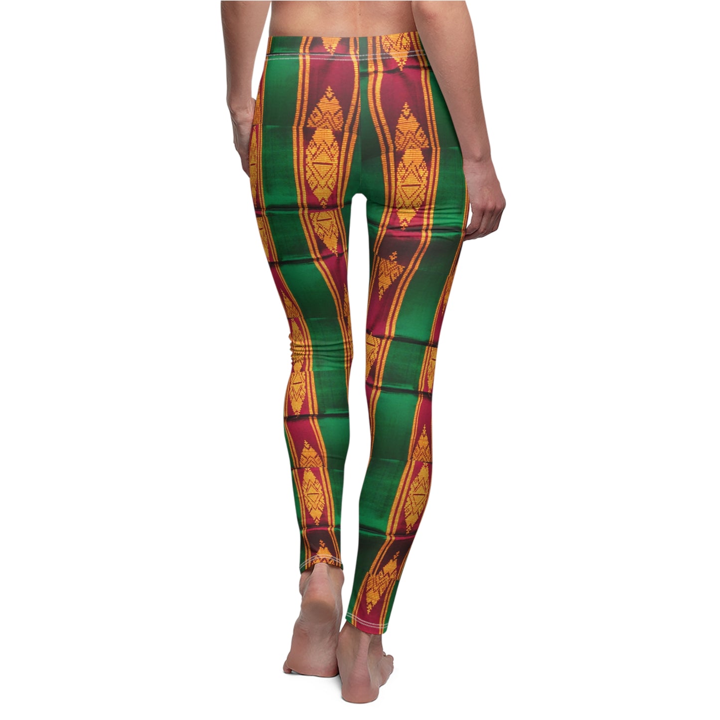 Philippines Filipino batik Mindanao Batik Inspired Women's Cut & Sew Casual Leggings | Green Abstract  Batik leggings