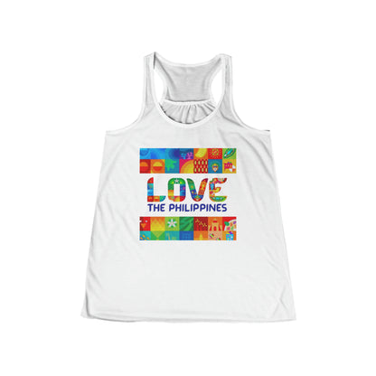 Philippines Filipino  Love the Philippines Women's Flowy Racerback Tank | Philippine tank top