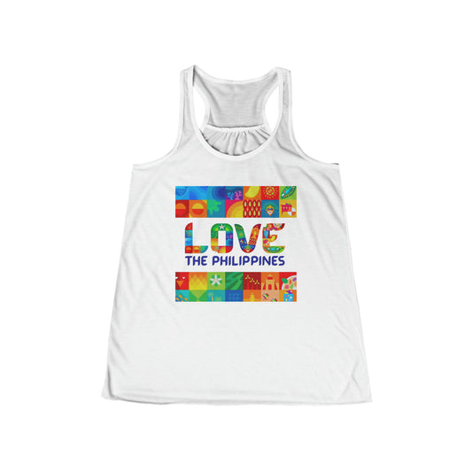 Philippines Filipino  Love the Philippines Women's Flowy Racerback Tank | Philippine tank top