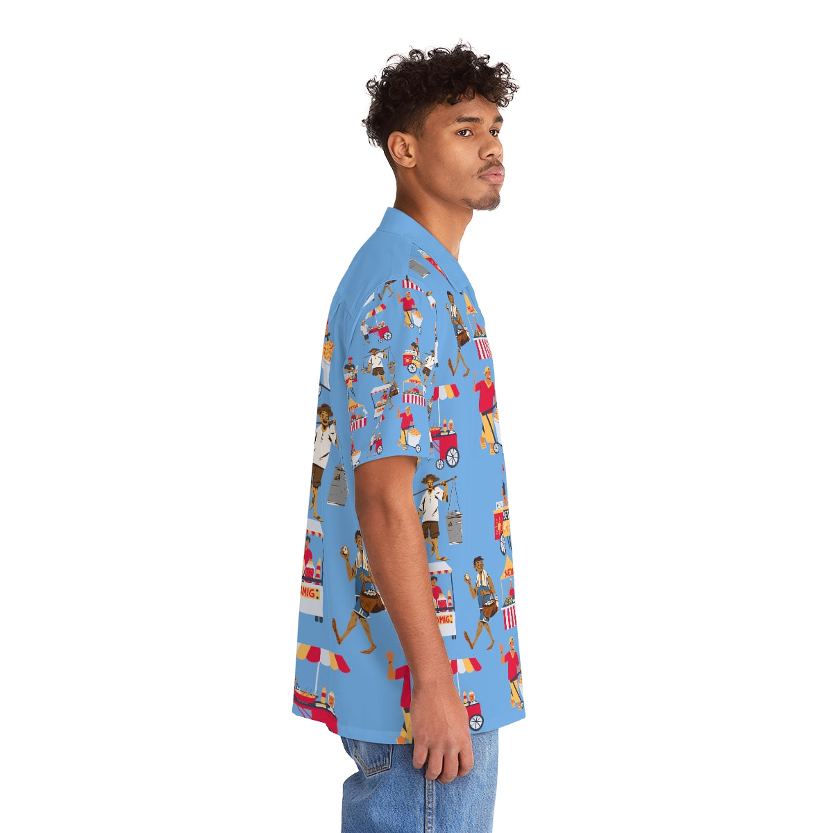 Philippines Street Foods  Theme Men's Hawaiian Shirt | Filipino Pinoy Shirt| Fathers Day Hawaiian Polo Shirt | Fathers Day Gift