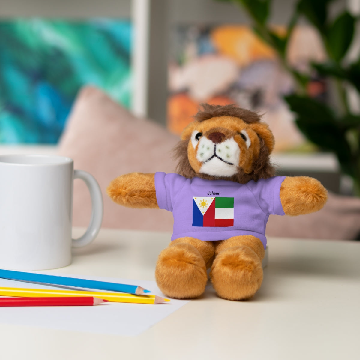 Personalized Filipino Stuffed Animal Toy  with Tee | Philippines & Italy Flag  | Gift for kids and adults | Holiday Gift idea