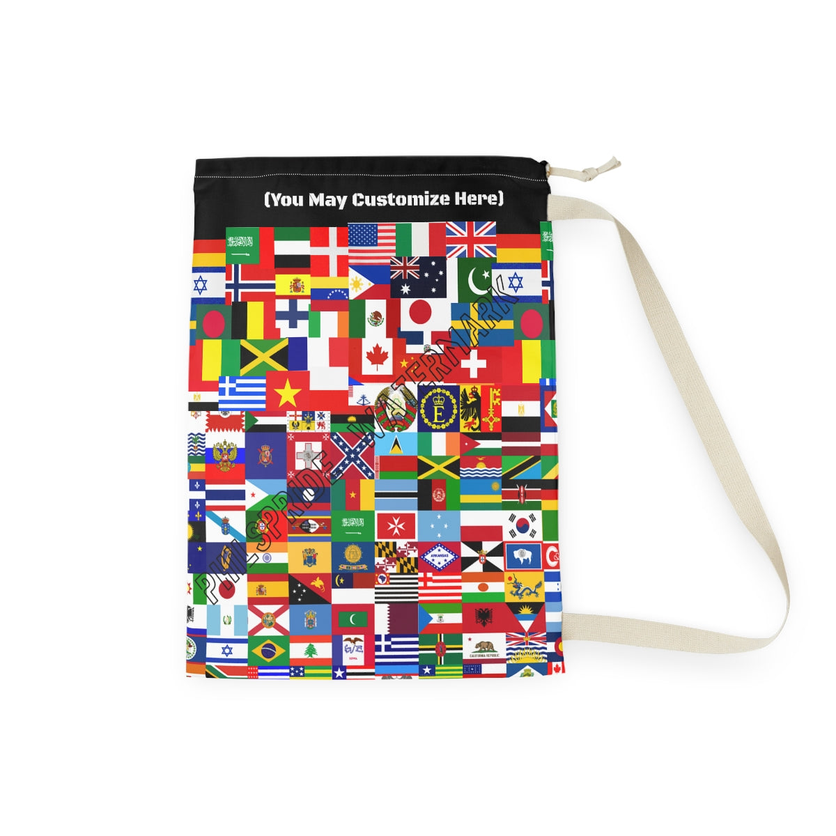 Personalized  Flags of the World College Dorm Laundry Bag |  Customizable Laundry bag ,