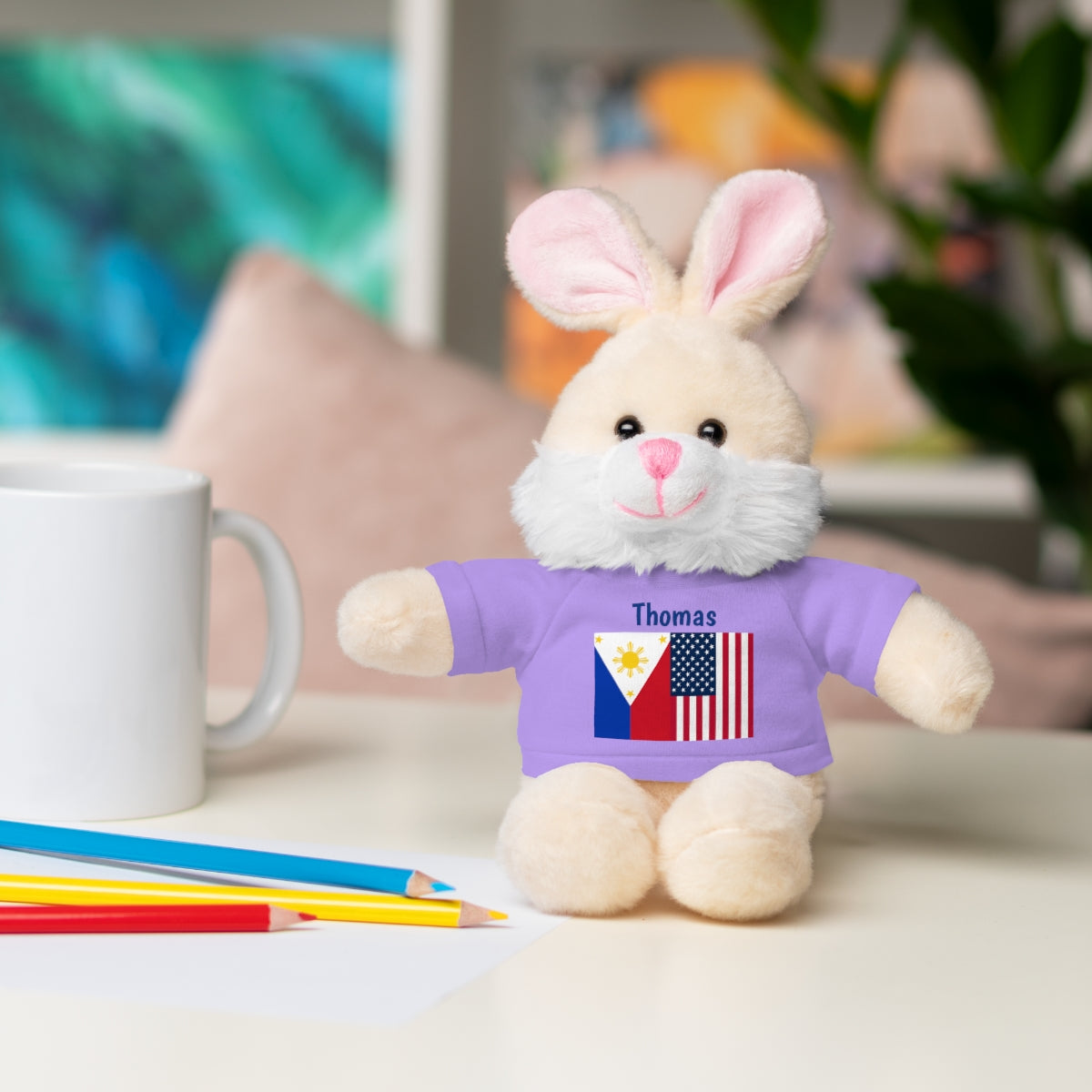 Personalized Filipino Stuffed Animal Toy  with Tee | Philippines and USA Flag | Gift for kids and adults | Holiday Gifting