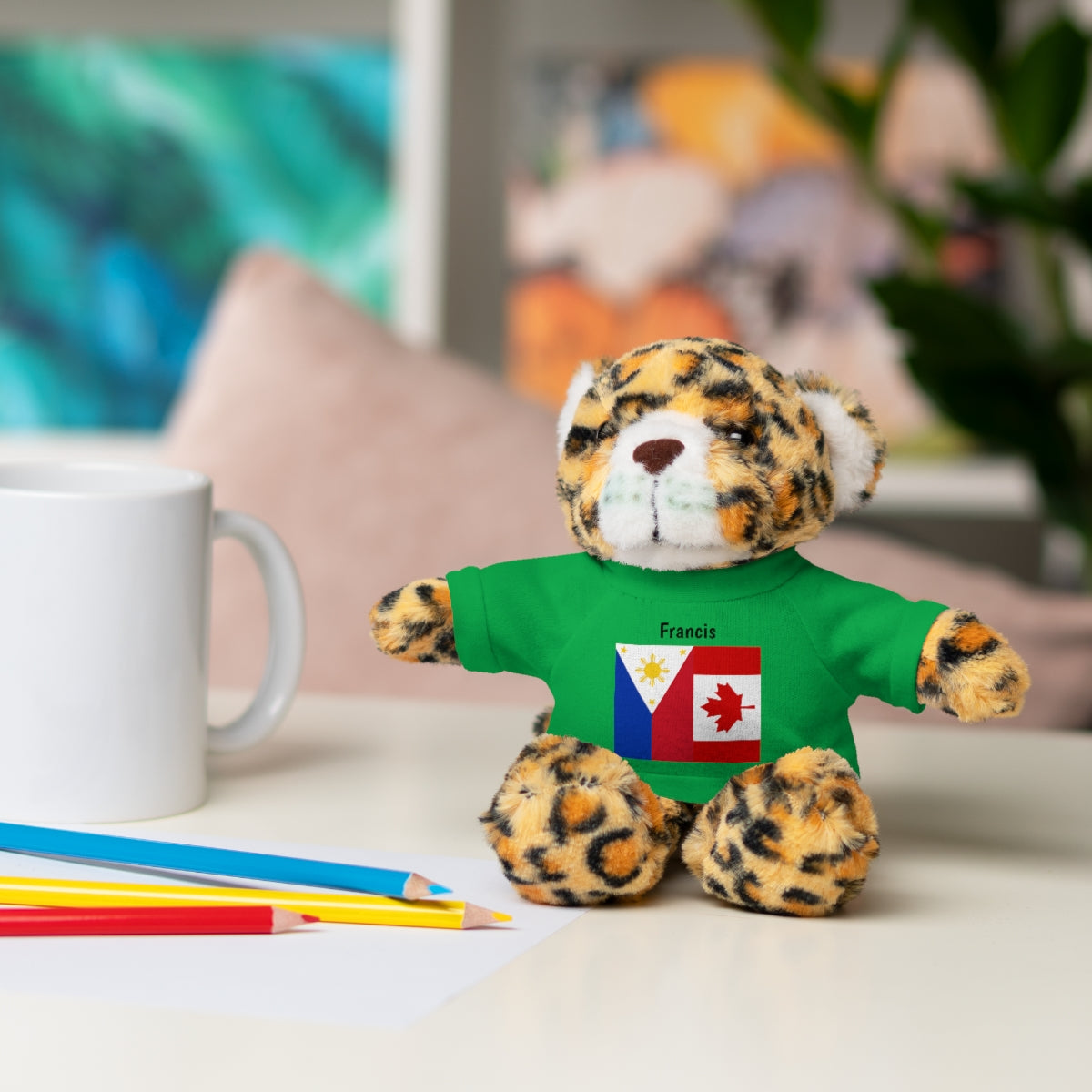 Personalized Filipino Stuffed Animal Toy  with Tee | Philippines & Canada Flag | Gift for kids and adults | Holiday Gifting