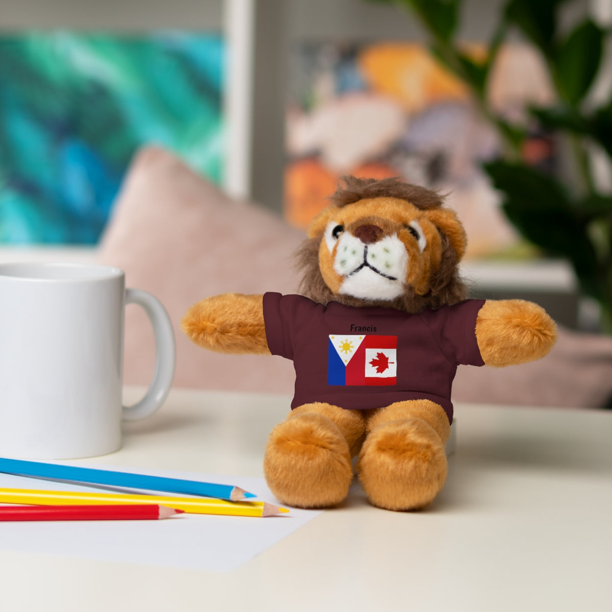 Personalized Filipino Stuffed Animal Toy  with Tee | Philippines & Canada Flag | Gift for kids and adults | Holiday Gifting