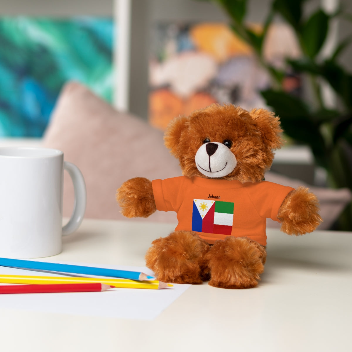 Personalized Filipino Stuffed Animal Toy  with Tee | Philippines & Italy Flag  | Gift for kids and adults | Holiday Gift idea