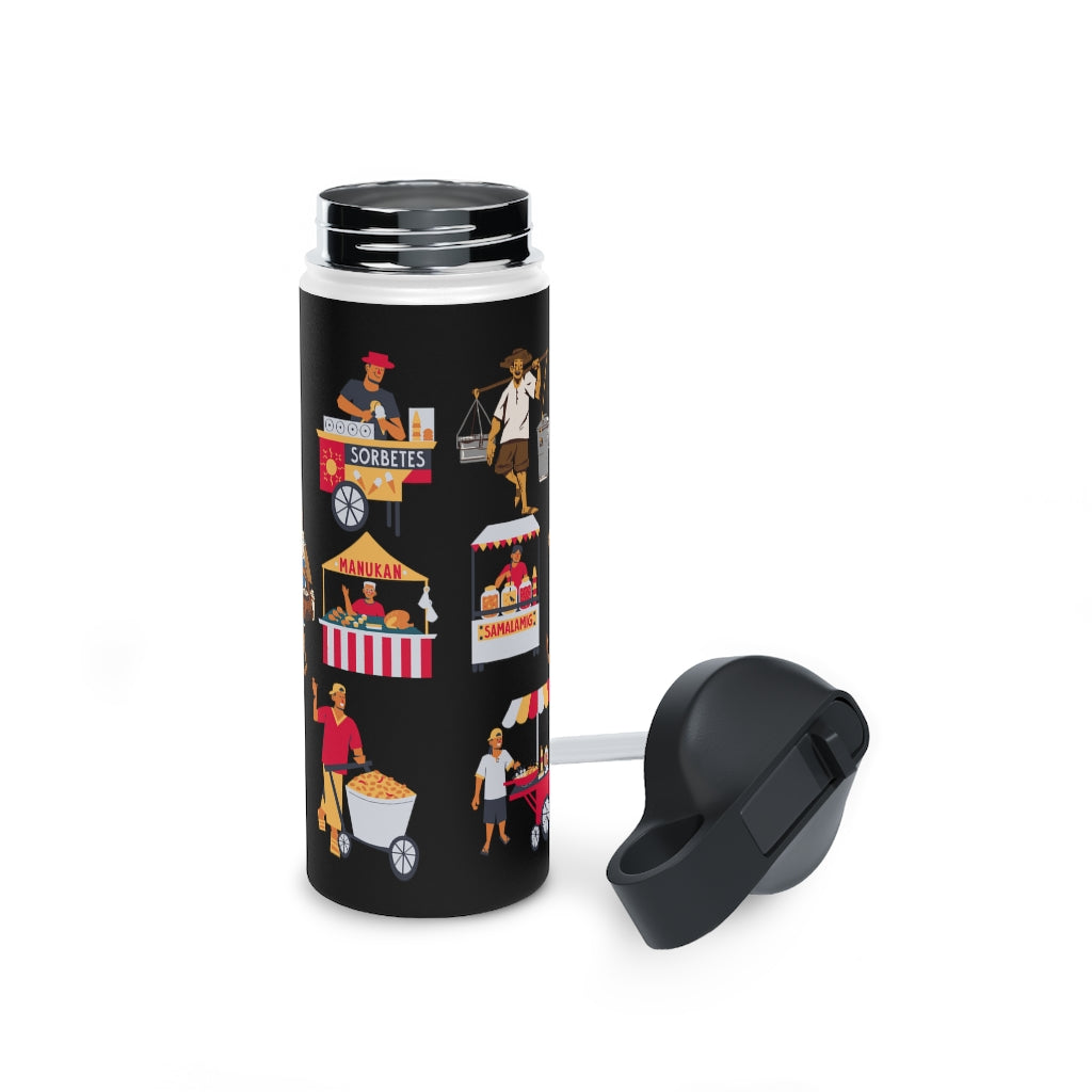 Philippines Street Food Theme Stainless Steel Water Bottle, Standard Lid