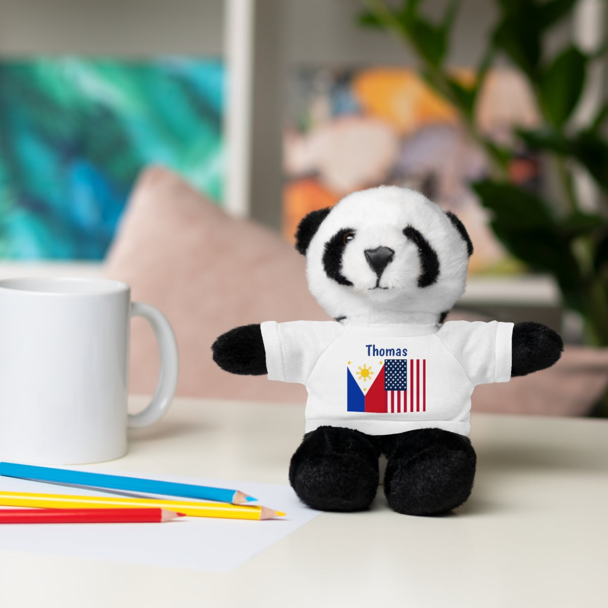 Personalized Filipino Stuffed Animal Toy  with Tee | Philippines and USA Flag | Gift for kids and adults | Holiday Gifting