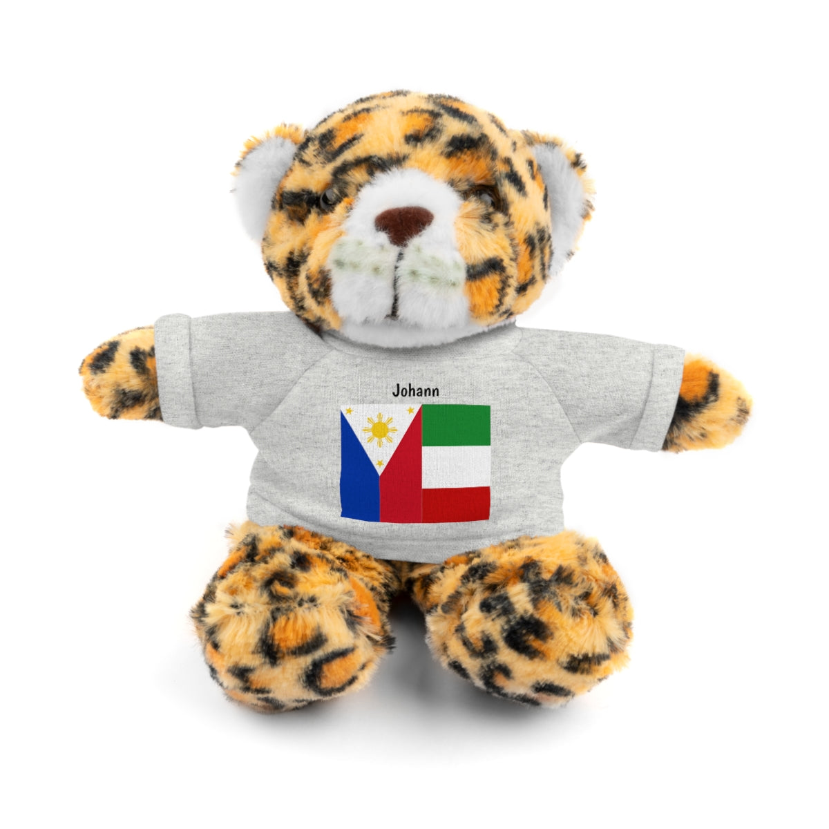 Personalized Filipino Stuffed Animal Toy  with Tee | Philippines & Italy Flag  | Gift for kids and adults | Holiday Gift idea