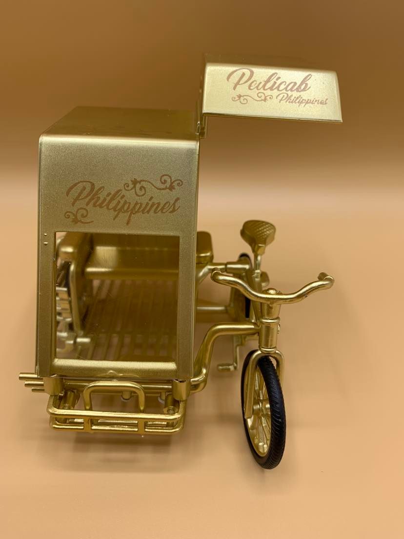 Philippines Pedicab Filipino Souvenir Decorative Toy Gold Edition | Filipino gift idea. Philippine Filipino Pinoy Holiday Birthday Gift.