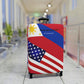 Personalized Mixed Philippines USA Flag theme Luggage Cover | Suitcase Protector | Crisply Printed , Washable.