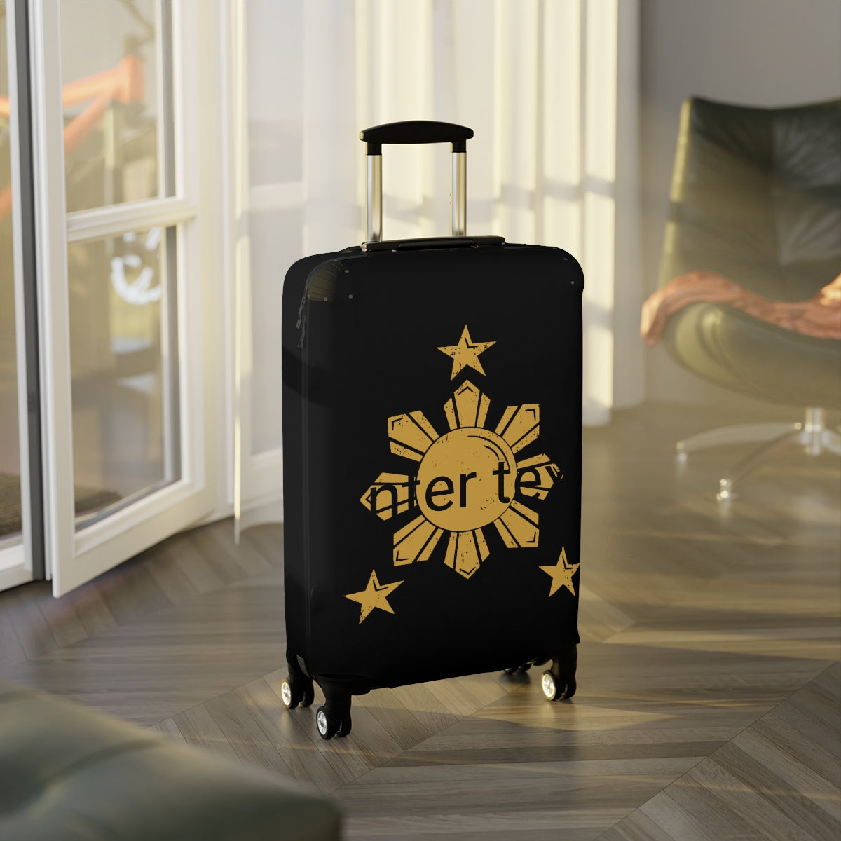 Personalized Philippine Star Luggage Cover | Personalized Suitcase Protector | Crisply Printed , Washable.