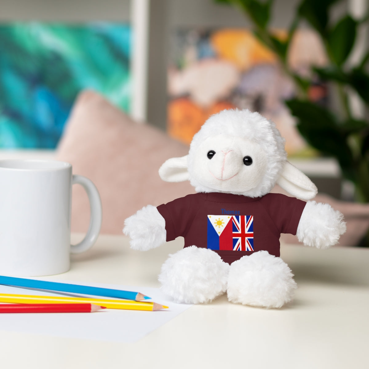 Personalized Filipino Stuffed Animal Toy  with Tee | Philippines & UK Flag | Gift for kids and adults | Holiday Gifting idea