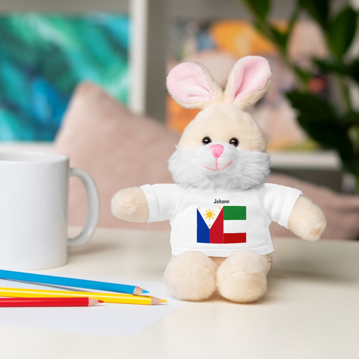 Personalized Filipino Stuffed Animal Toy  with Tee | Philippines & Italy Flag  | Gift for kids and adults | Holiday Gift idea