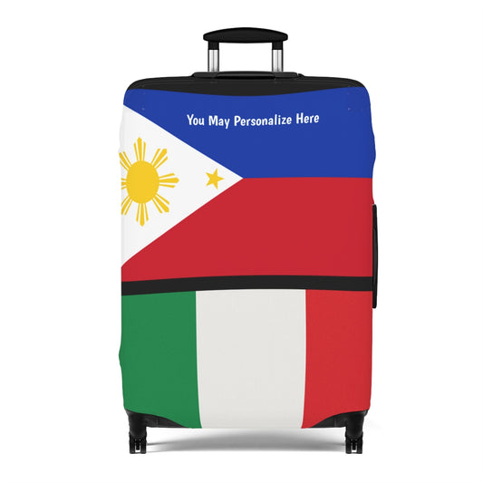Philippines Italy Flag Luggage Cover | Personalized Suitcase Protector | Crisply Printed , Washable.