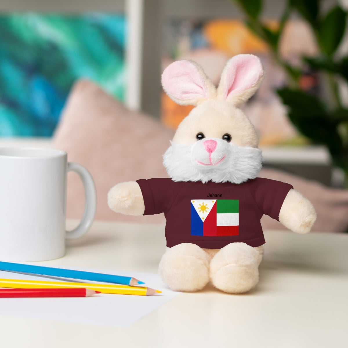 Personalized Filipino Stuffed Animal Toy  with Tee | Philippines & Italy Flag  | Gift for kids and adults | Holiday Gift idea