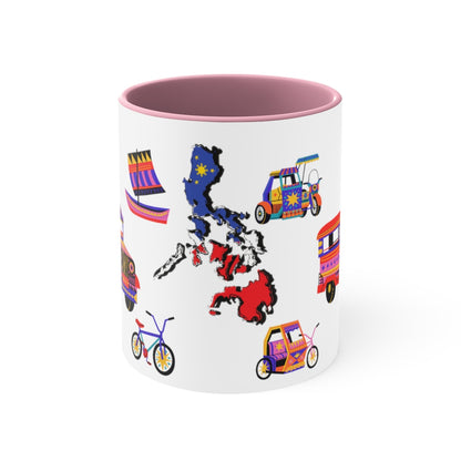 Philippine Inspired Accent Coffee Mug, 11oz | Unique Philippine Filipino Gift Idea for any occassion. Mothers Fathers Day, Birthday Graduation Gift.