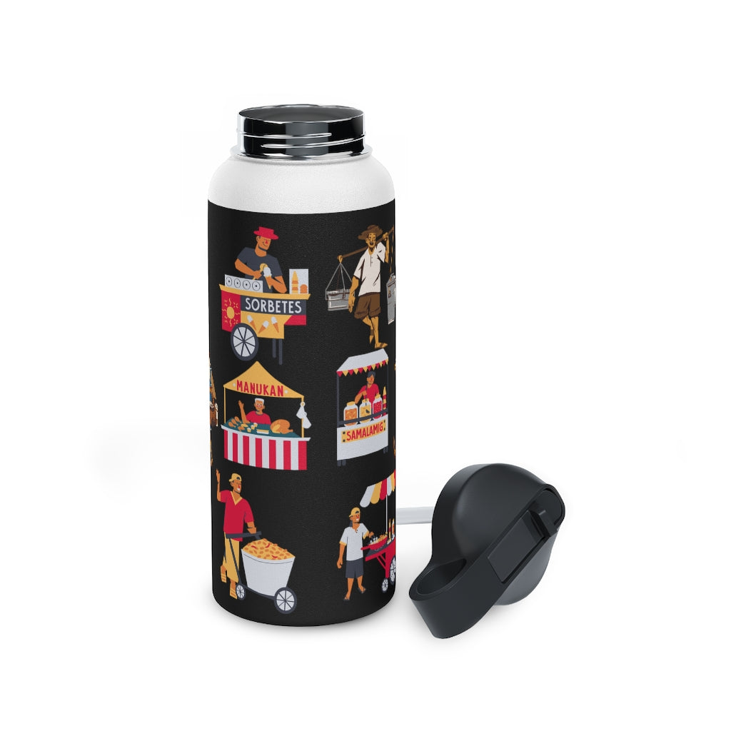 Philippines Street Food Theme Stainless Steel Water Bottle, Standard Lid