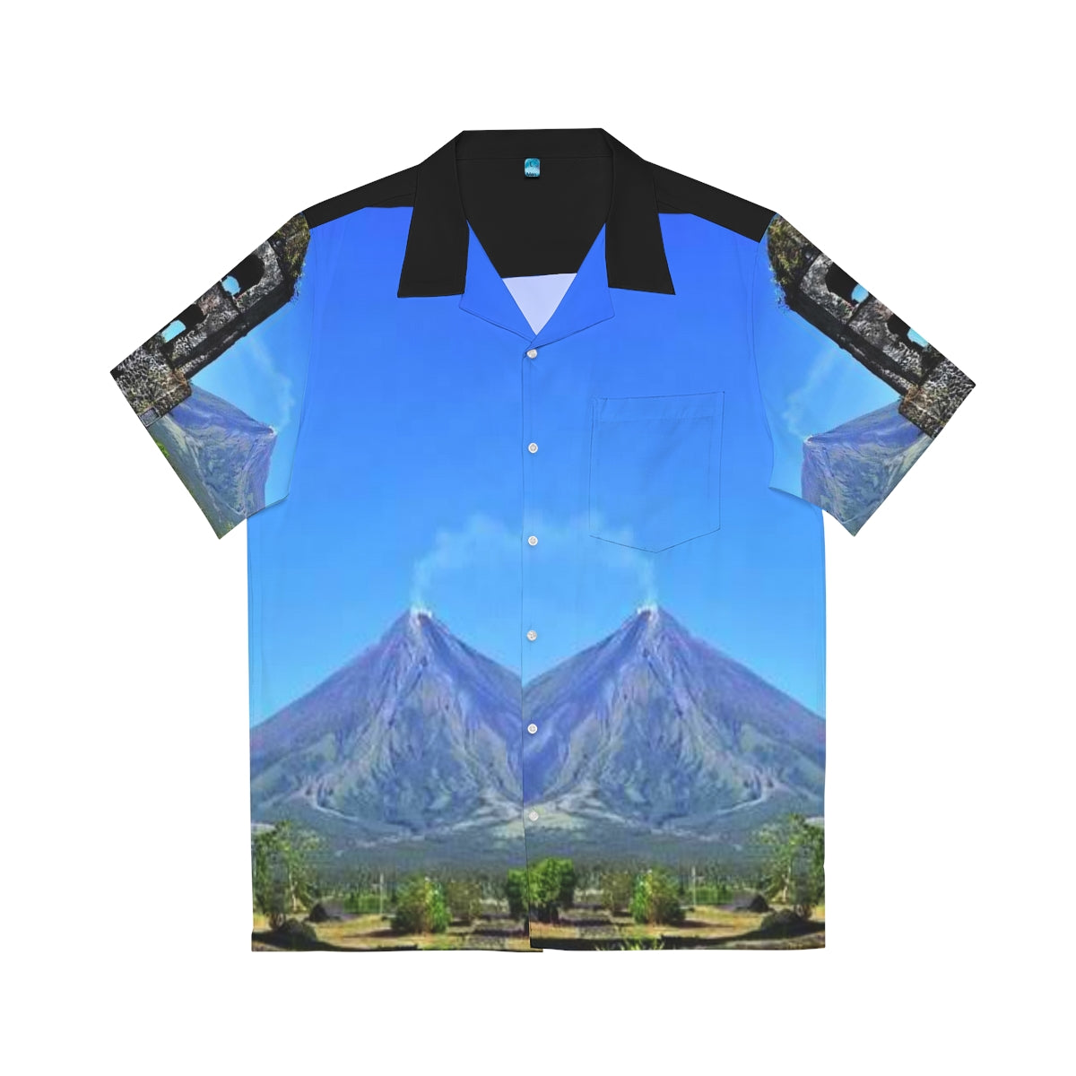 Philippines Mayon Volcano Theme Men's Hawaiian Shirt | Filipino Pinoy Shirt| Fathers Day Hawaiian Polo Shirt | Fathers Day Gift| Bicolanos.