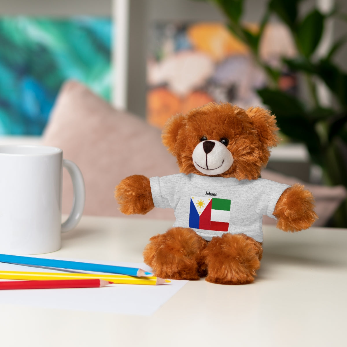 Personalized Filipino Stuffed Animal Toy  with Tee | Philippines & Italy Flag  | Gift for kids and adults | Holiday Gift idea