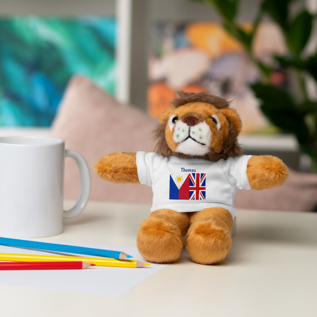 Personalized Filipino Stuffed Animal Toy  with Tee | Philippines & UK Flag | Gift for kids and adults | Holiday Gifting idea