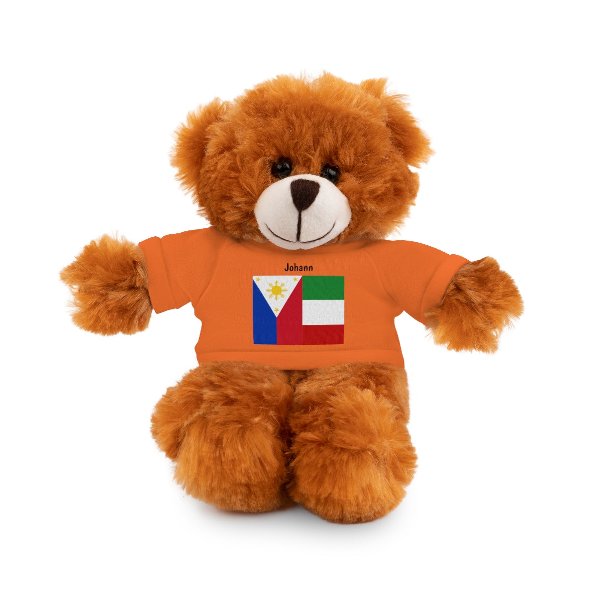 Personalized Filipino Stuffed Animal Toy  with Tee | Philippines & Italy Flag  | Gift for kids and adults | Holiday Gift idea