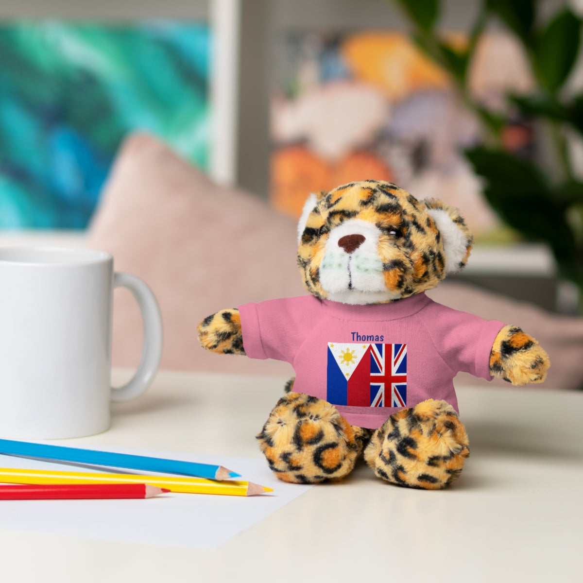 Personalized Filipino Stuffed Animal Toy  with Tee | Philippines & UK Flag | Gift for kids and adults | Holiday Gifting idea