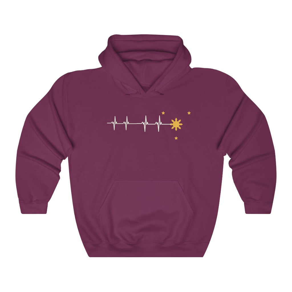 Philippine Heartbeat Hoodies | Philippine Sun and Star Pullover | Philippines Filipino Sweatshirt Hoodie