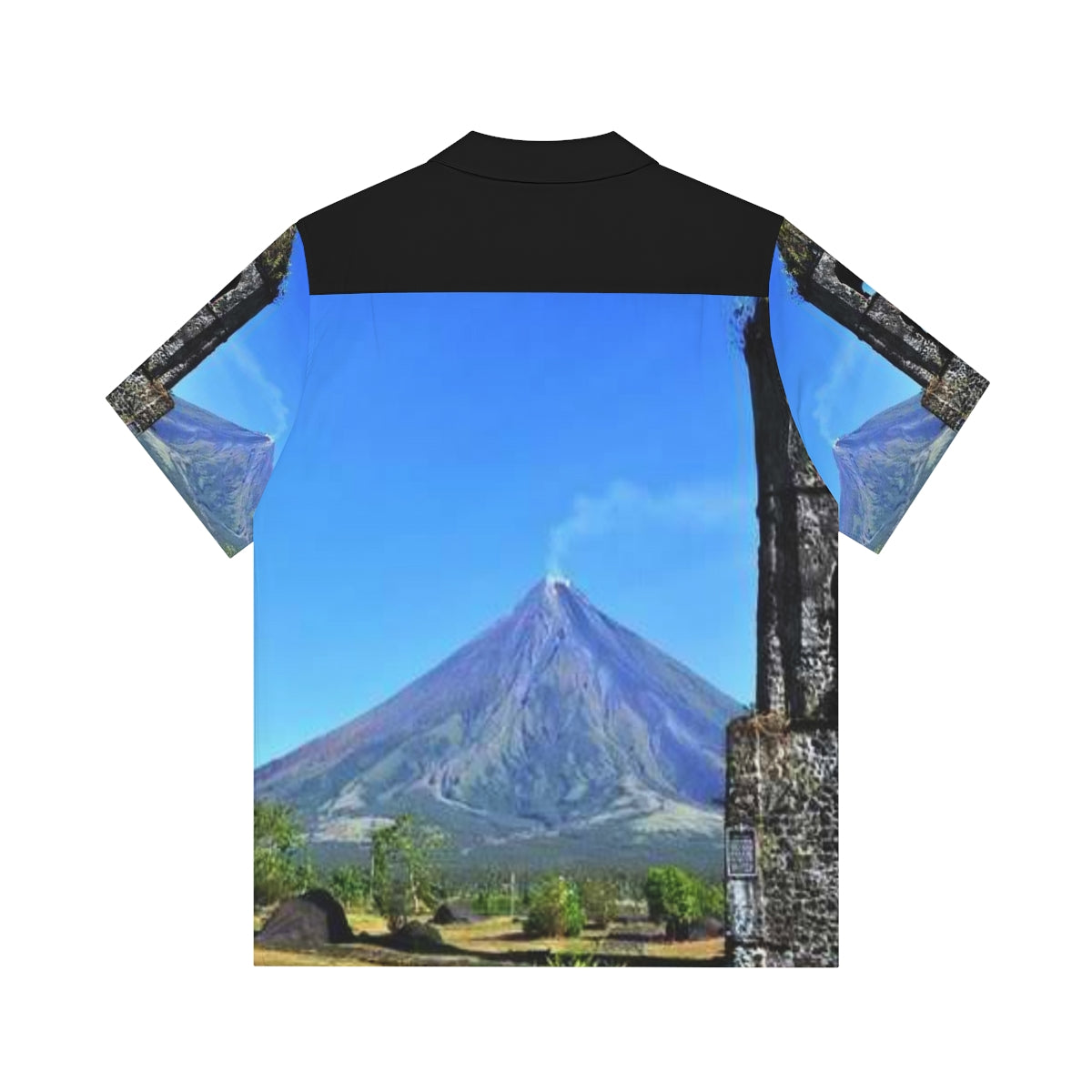 Philippines Mayon Volcano Theme Men's Hawaiian Shirt | Filipino Pinoy Shirt| Fathers Day Hawaiian Polo Shirt | Fathers Day Gift| Bicolanos.