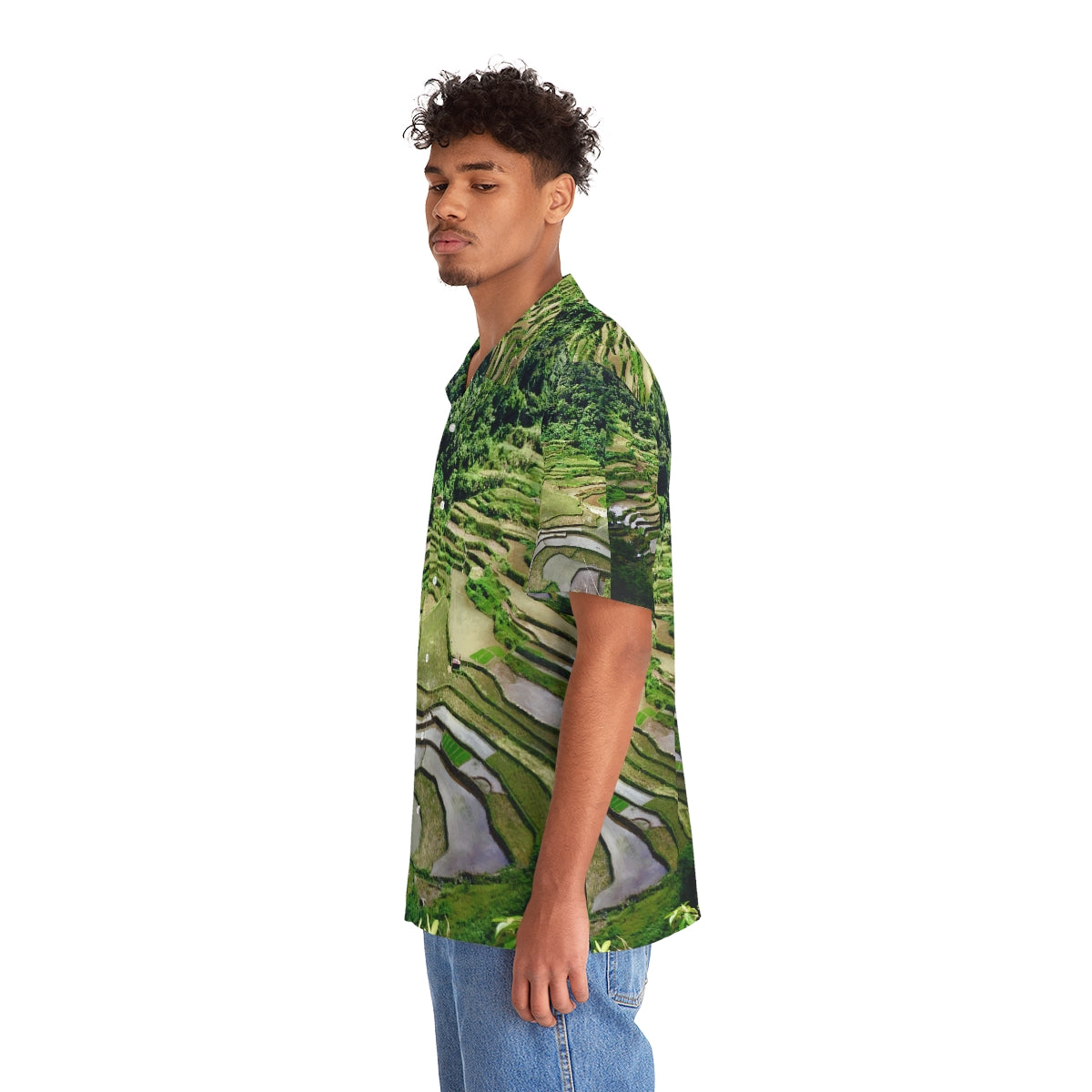 Philippines Ifugao Rice Terraces Theme Men's Hawaiian Shirt | Filipino Pinoy Shirt| Fathers Day Hawaiian Polo Shirt | Fathers Day Gift