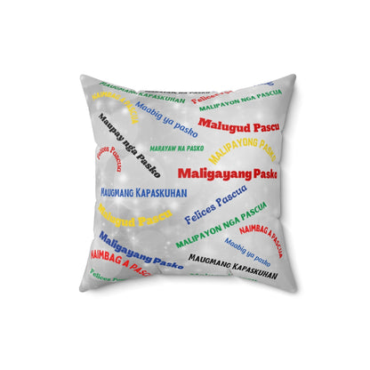 philippines Filipino Maligayang Pasko in Different Dialects Spun Polyester Square Pillow