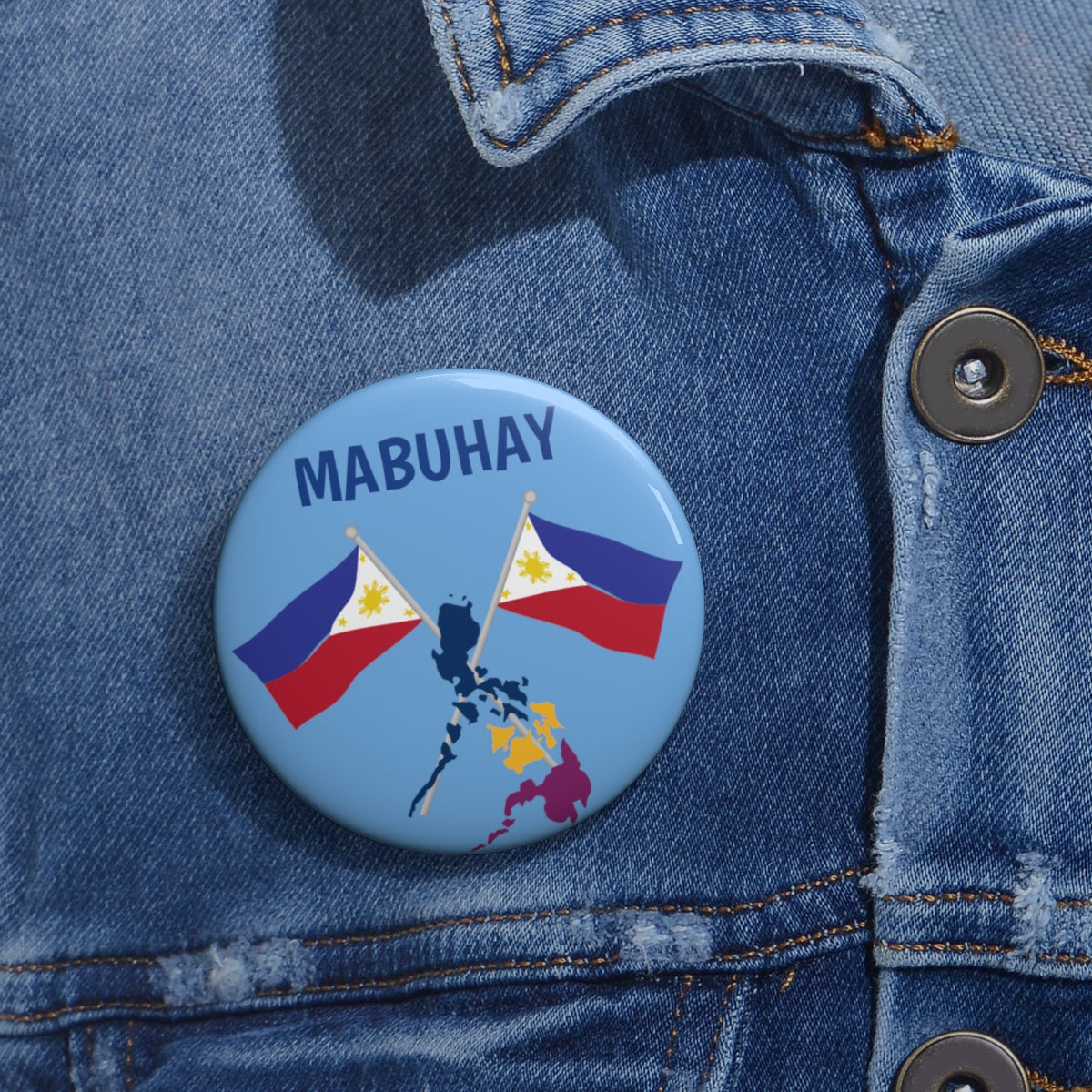 Philppines Filipino Mabuhay  Custom Pin Buttons