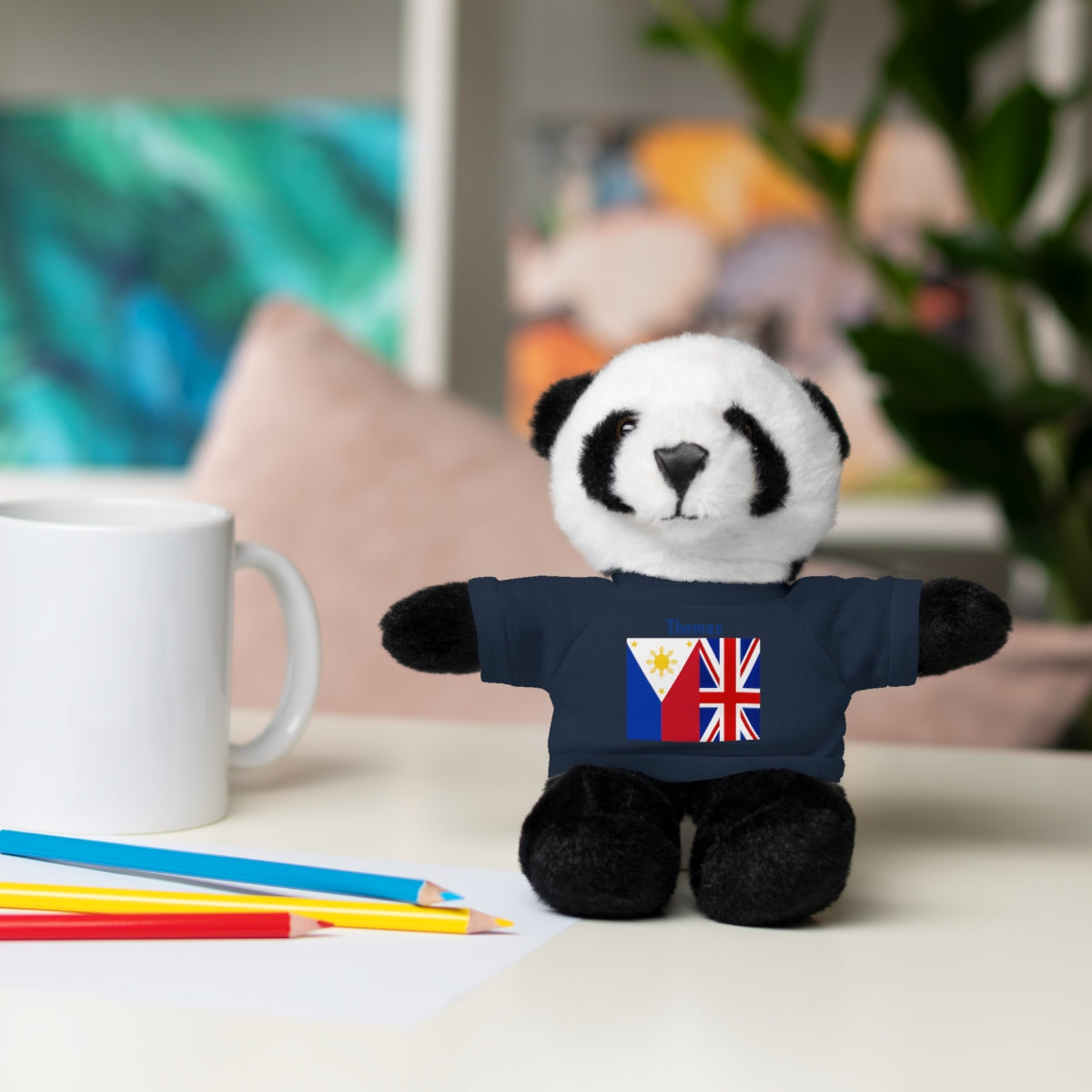 Personalized Filipino Stuffed Animal Toy  with Tee | Philippines & UK Flag | Gift for kids and adults | Holiday Gifting idea