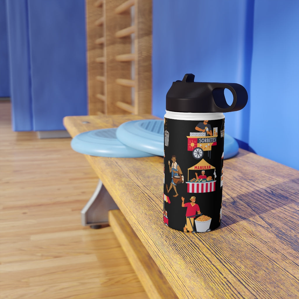Philippines Street Food Theme Stainless Steel Water Bottle, Standard Lid