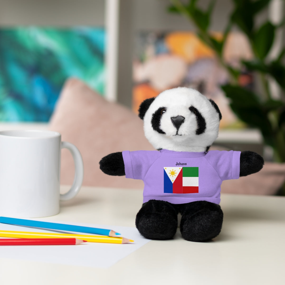 Personalized Filipino Stuffed Animal Toy  with Tee | Philippines & Italy Flag  | Gift for kids and adults | Holiday Gift idea