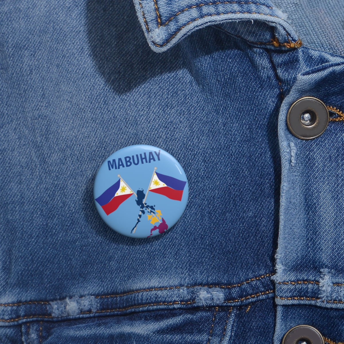 Philppines Filipino Mabuhay  Custom Pin Buttons