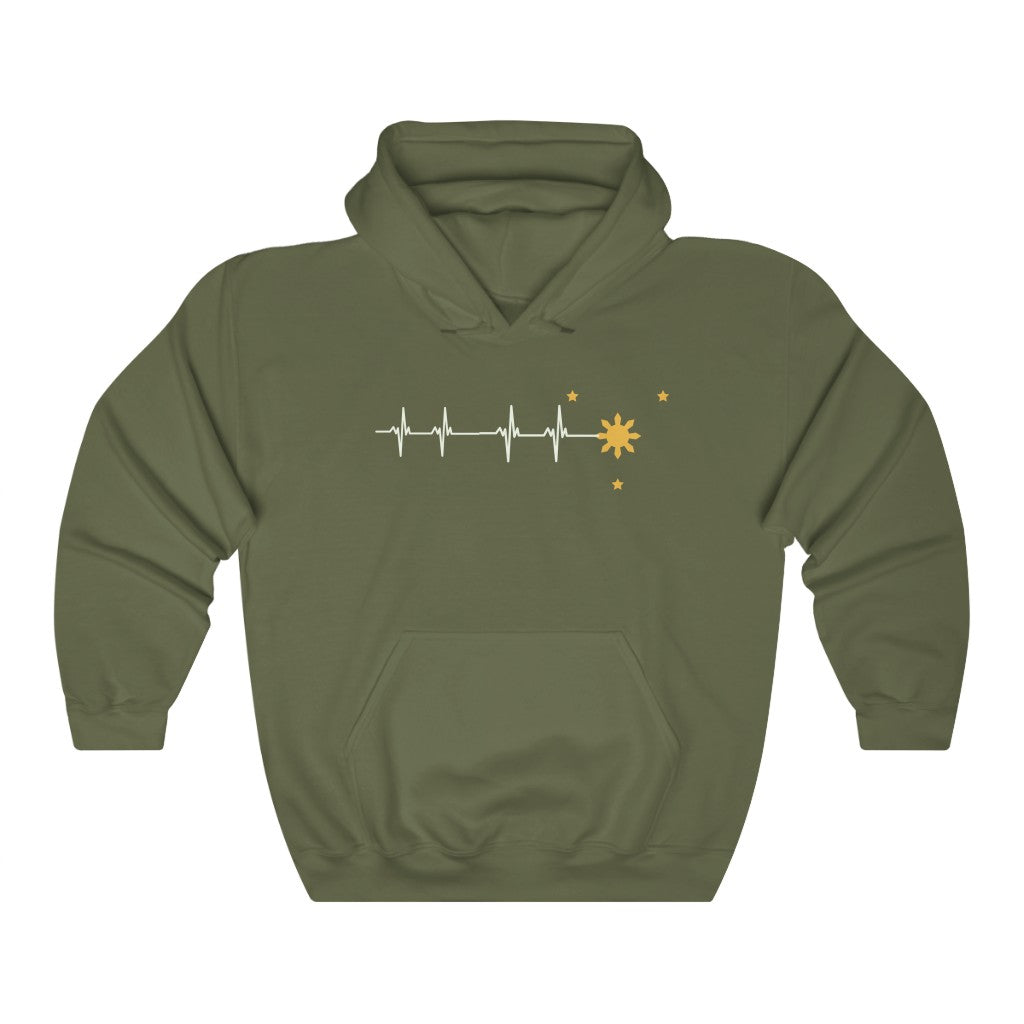 Philippine Heartbeat Hoodies | Philippine Sun and Star Pullover | Philippines Filipino Sweatshirt Hoodie