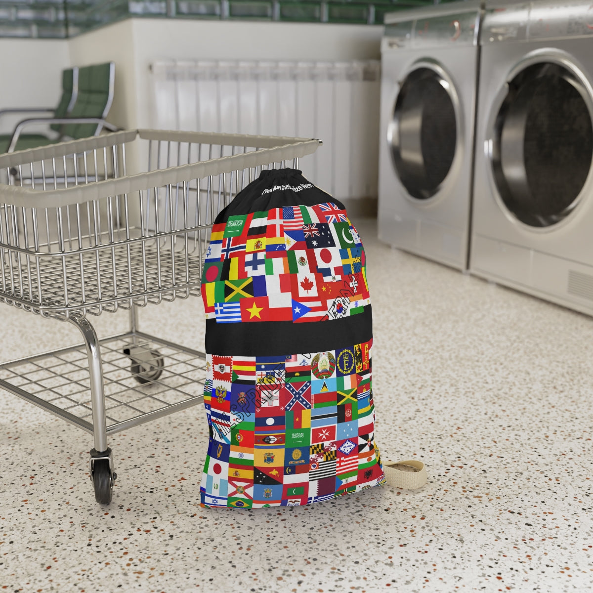 Personalized  Flags of the World College Dorm Laundry Bag |  Customizable Laundry bag ,