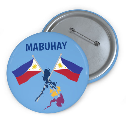 Philppines Filipino Mabuhay  Custom Pin Buttons