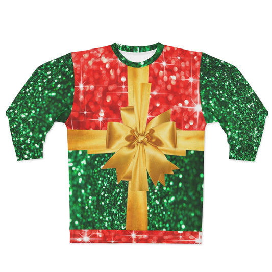 Christmas Ugly Sweater Red and Green Glitter Print unisex sweater | Christmas sweater | Crisply PRINTED